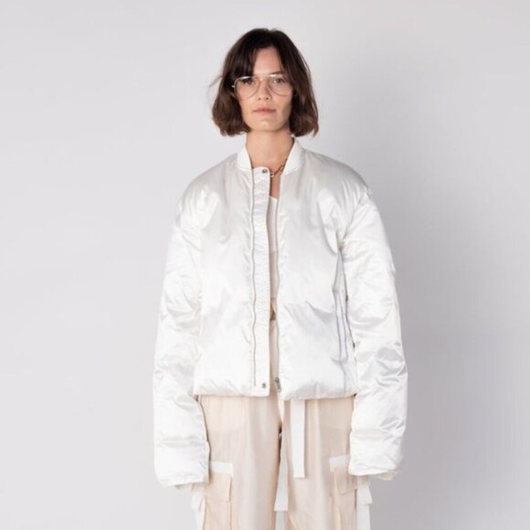 Madeinam Jill Bomber Puffer Jacket Winter Coat Oversized Satin Shine white XS - Picture 3 of 16